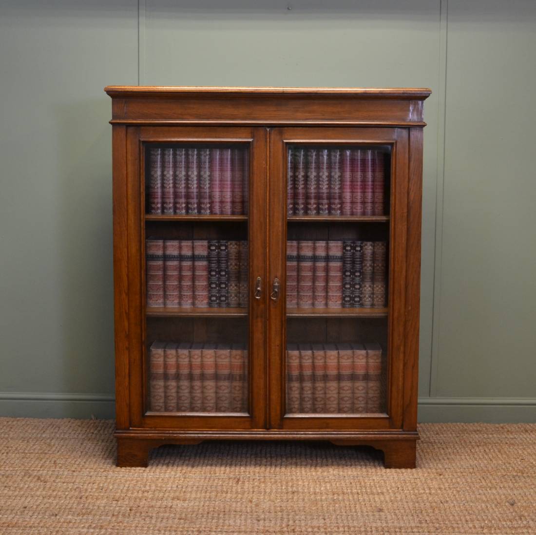 Quality Antique Victorian Oak Glazed Bookcase - Antiques World