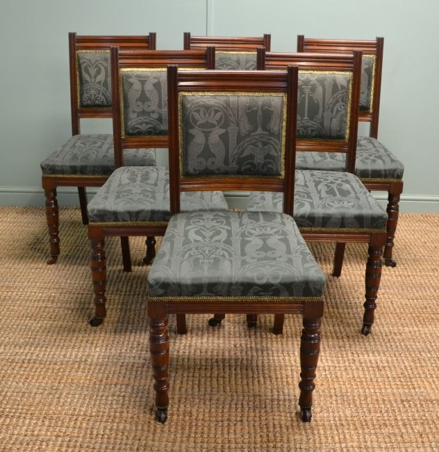 Set of Six Quality Victorian Mahogany Antique Dining Chairs by Roodhouse of Leeds.