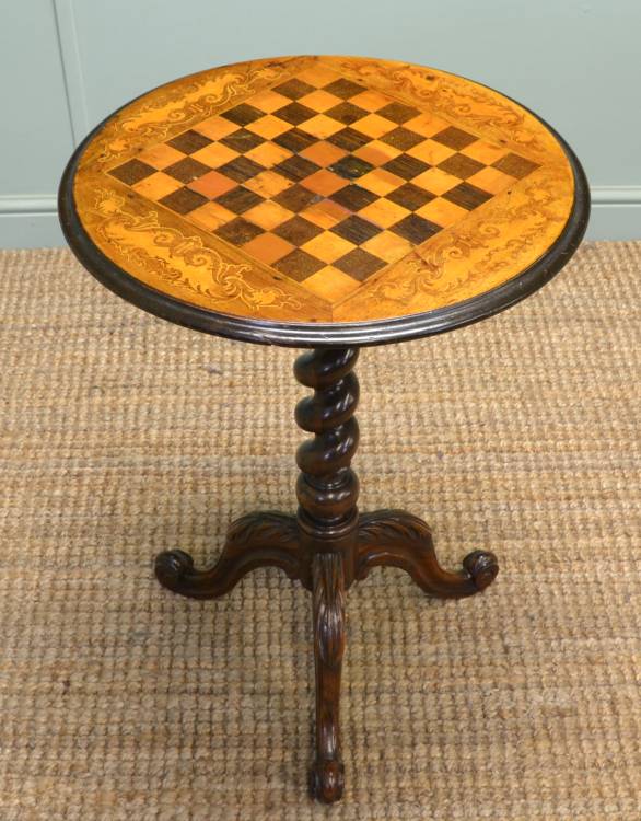 Victorian Tripod Table with Inlaid Chess Board