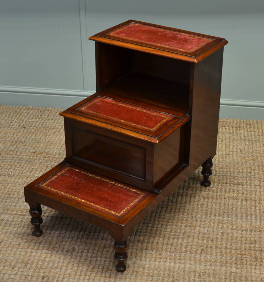 Victorian Mahogany Antique Library Steps.