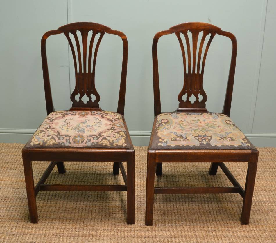 Pair of Antique Georgian Mahogany Hepplewhite Style Side Chairs by J. Yorke.