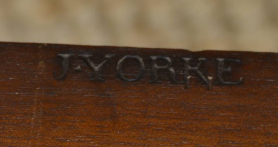Pair of Antique Georgian Mahogany Hepplewhite Style Side Chairs by J. Yorke.