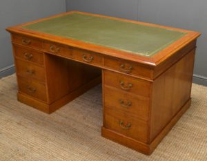 Antique Victorian Oak Partners Desk.