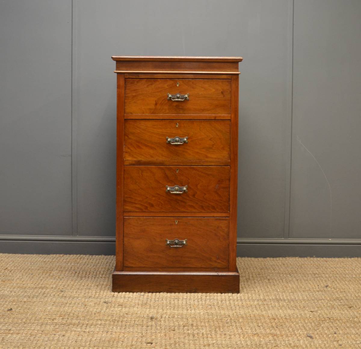 Unusual Tall Slim Victorian Walnut Antique Chest of Drawers