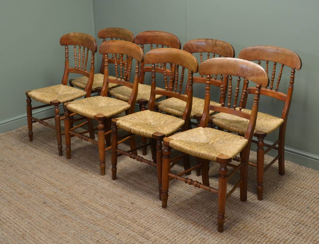 Set of Eight Charming Antique Country Chairs.