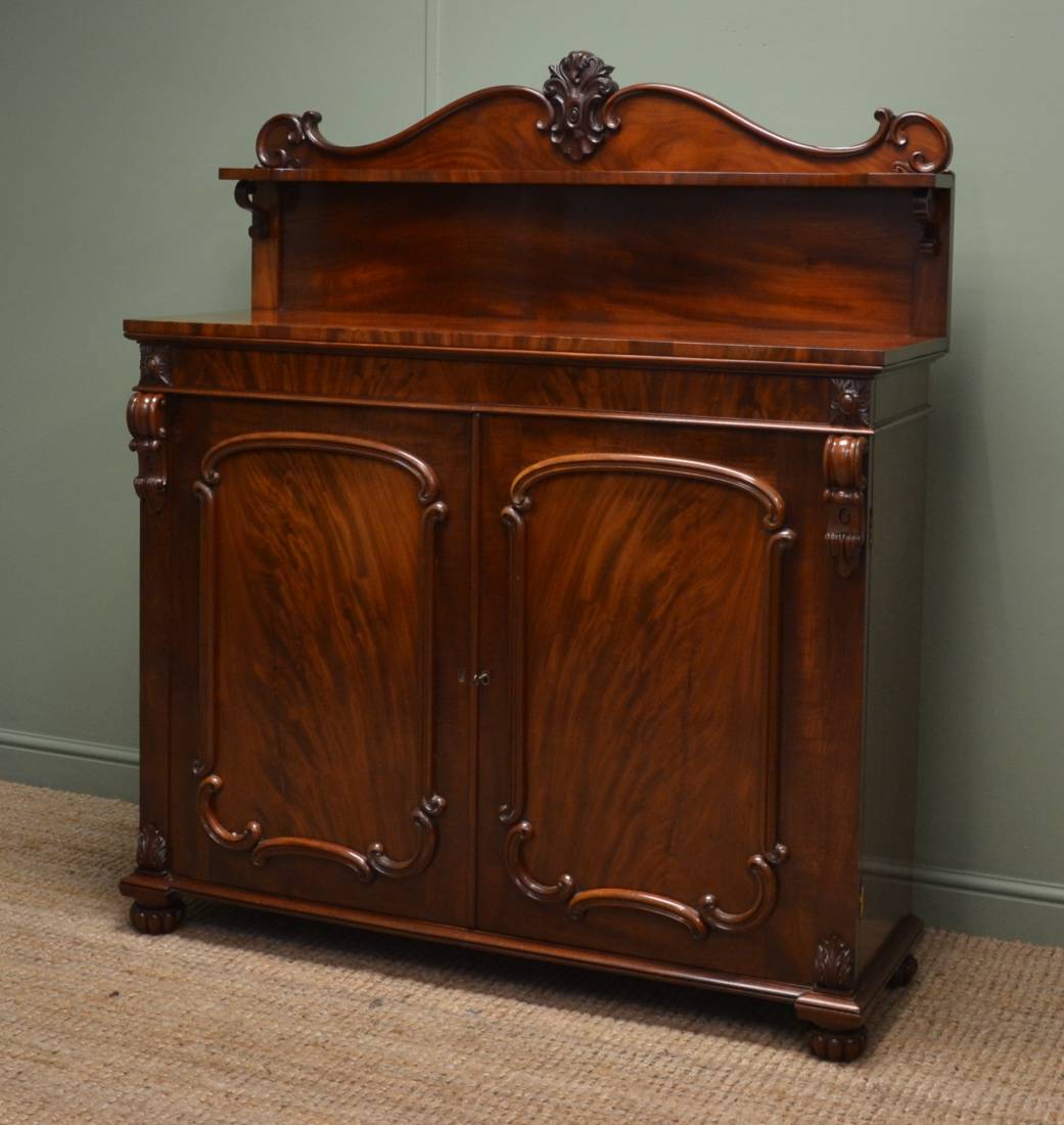Fine Quality, Victorian, Figured Mahogany, Antique Chiffonier / Cupboard
