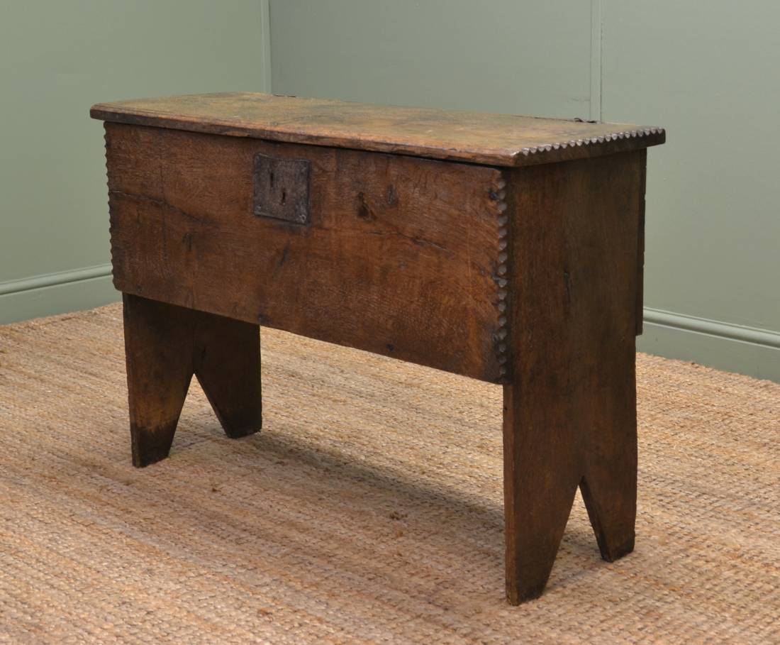 Rare Antique 17th Century Six Plank Oak Coffer.