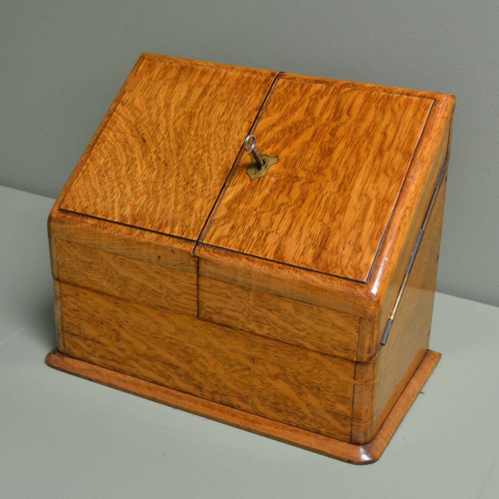 Quality Victorian Oak Antique Stationery Box