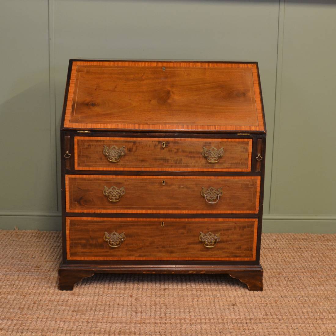 Antique Victorian Inlaid Walnut Bureau