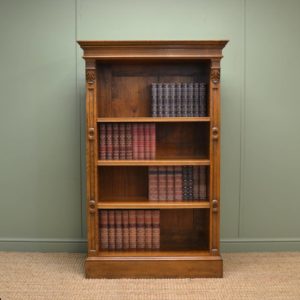 Victorian Tall Oak Antique Open Bookcase