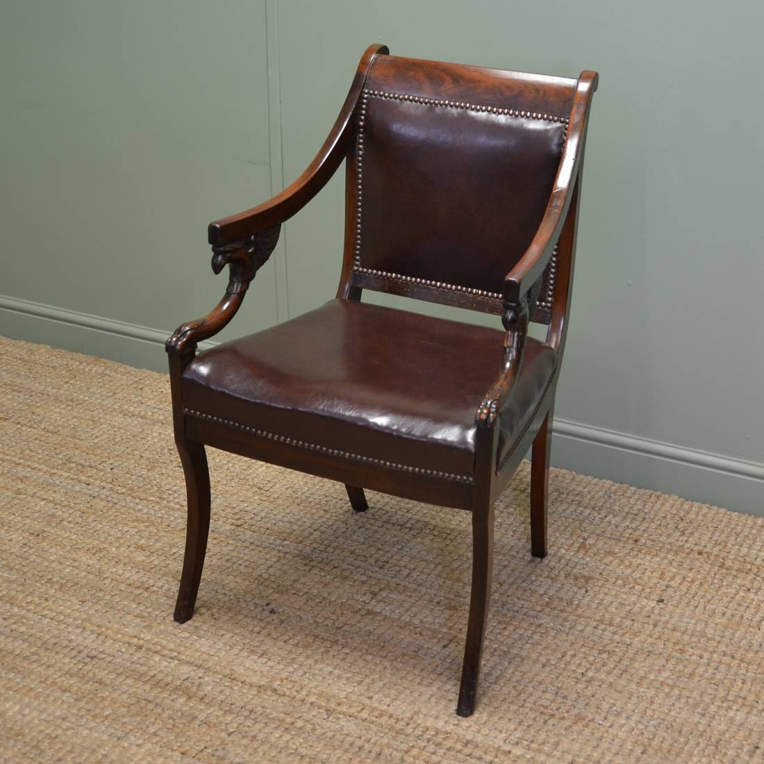 Fine Regency American Mahogany Antique Office / Desk Chair