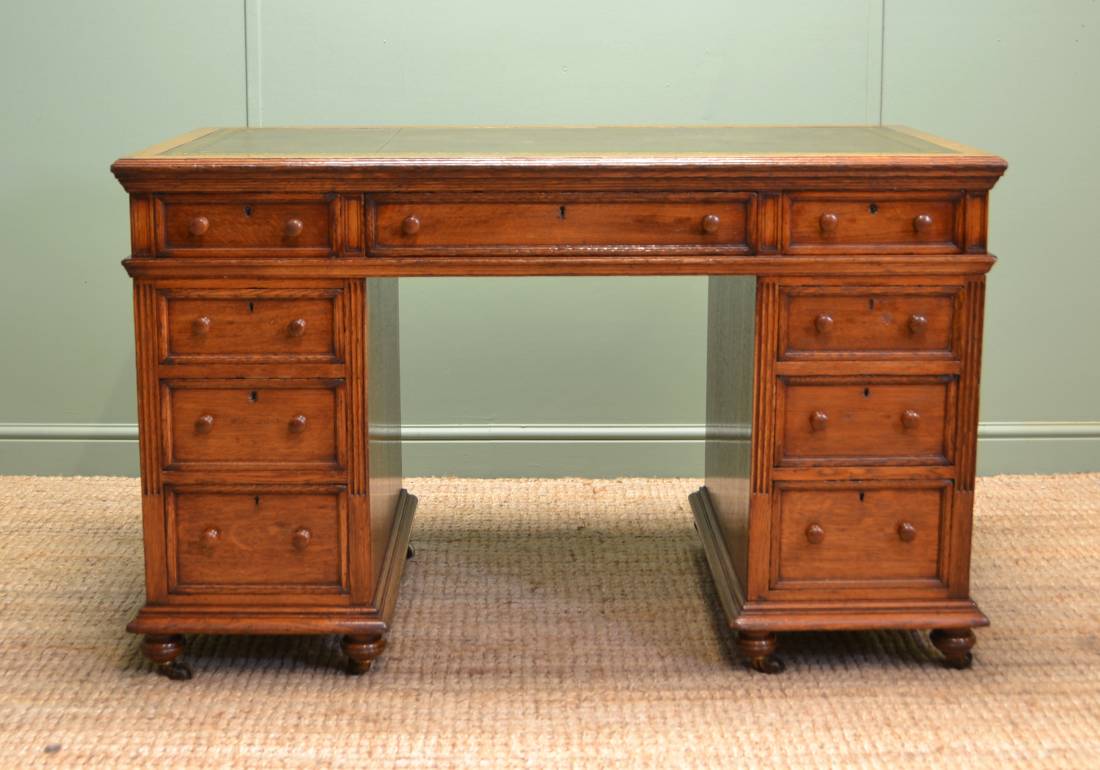 Howard Victorian Oak Antique Desk