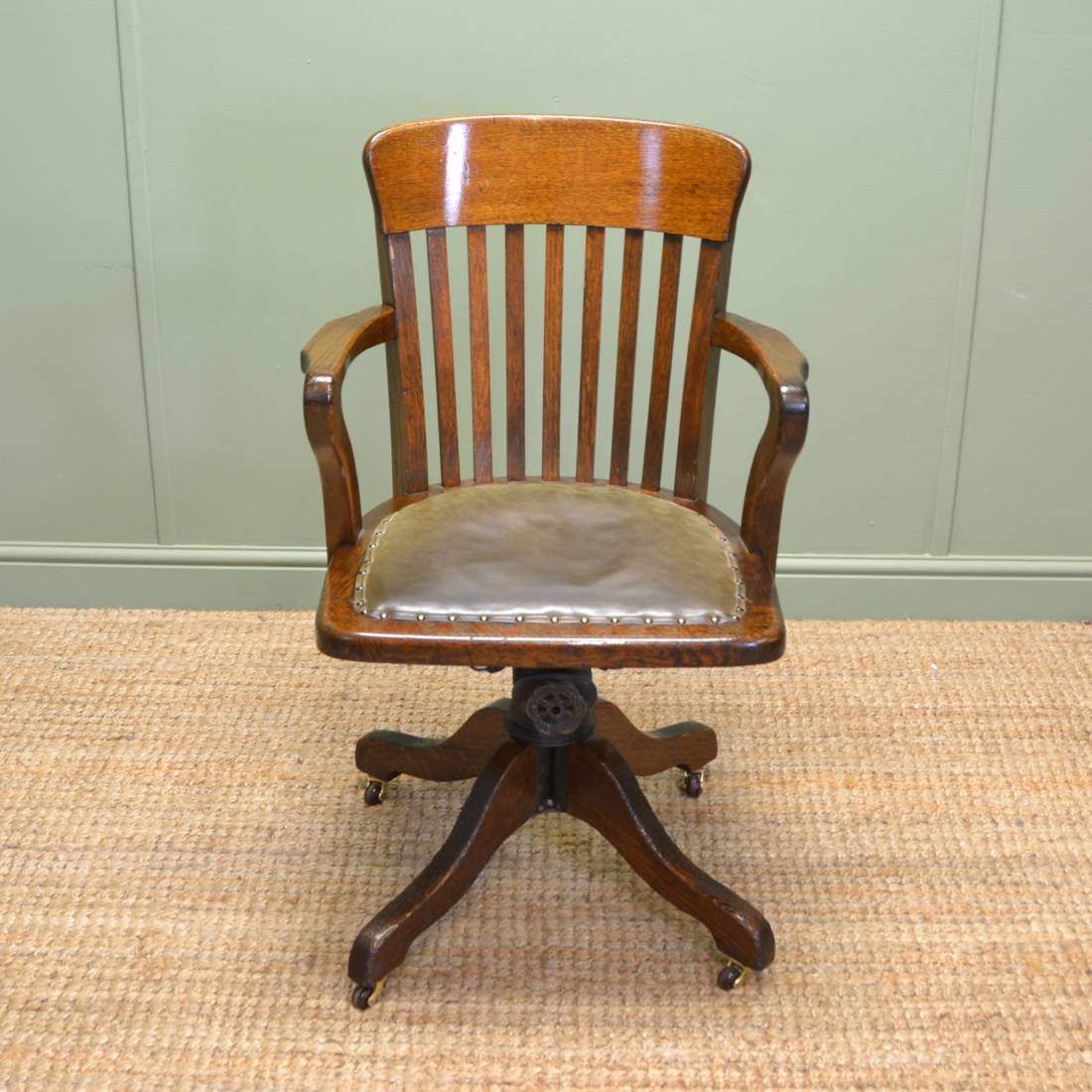 Quality Edwardian Oak Antique Swivel Office Chair Antiques World