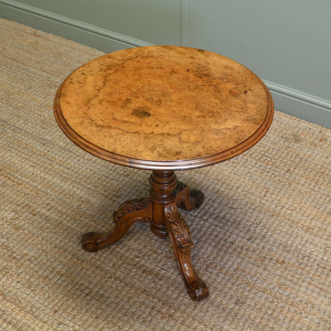 Spectacular Burr Walnut Victorian Antique Low Occasional Table