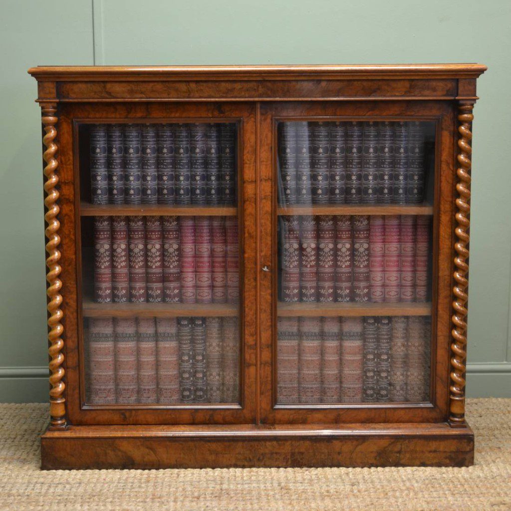 Figured Burr Walnut Victorian Antique Display Cabinet
