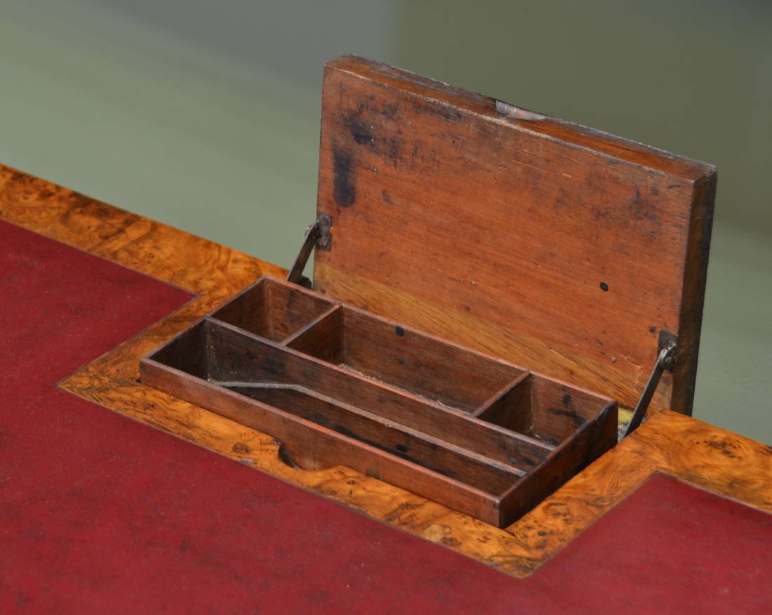 Unusual Lambs Of Manchester Figured Pollard Oak Antique Victorian Writing Table