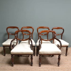 Six Victorian Mahogany Antique Balloon Back Chairs