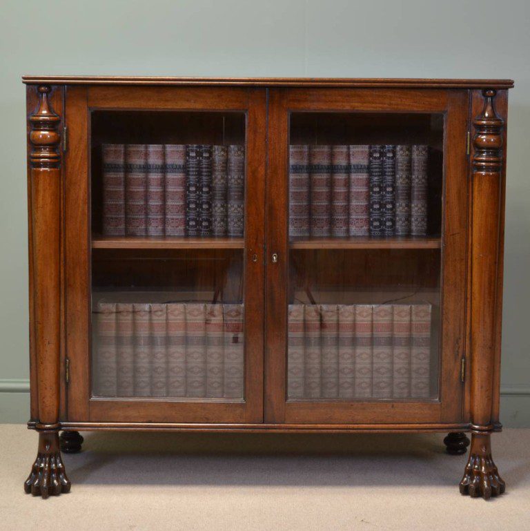 Spectacular Mahogany Antique Bookcase with Claw Feet