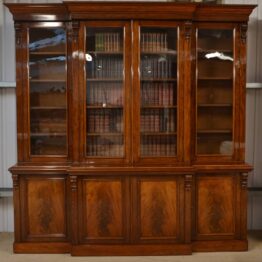 Magnificent Huge Figured Mahogany Regency Break Fronted Library Bookcase