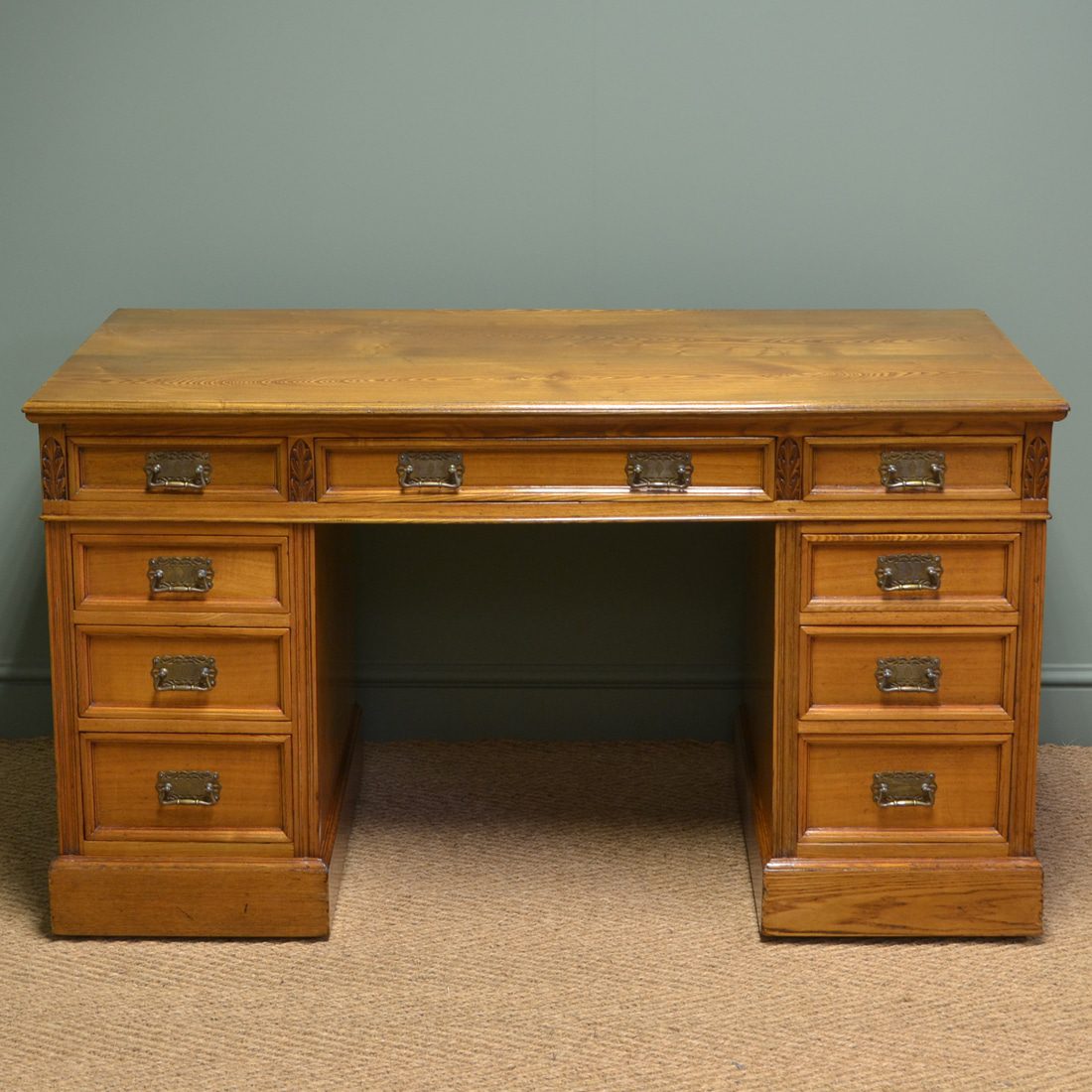 Stunning Maple And Co Victorian Ash Antique Pedestal Desk