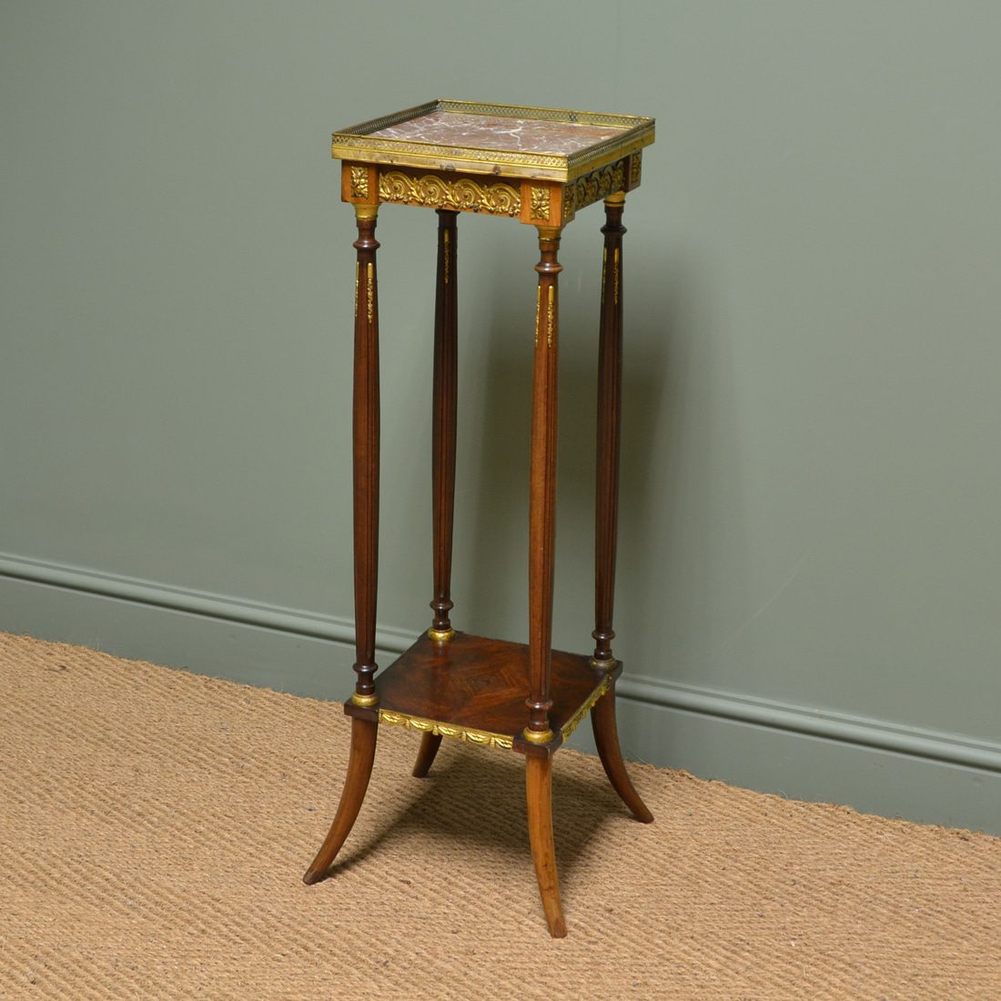 Victorian Satinwood Jardinière Stand with brass inlay