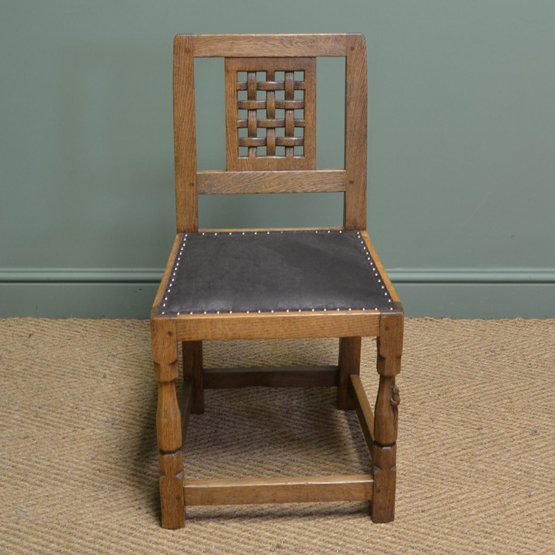 Single Oak Mouseman Antique Dining Chair