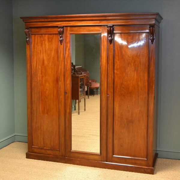 Spectacular Mahogany William IV Antique Triple Wardrobe Antiques World