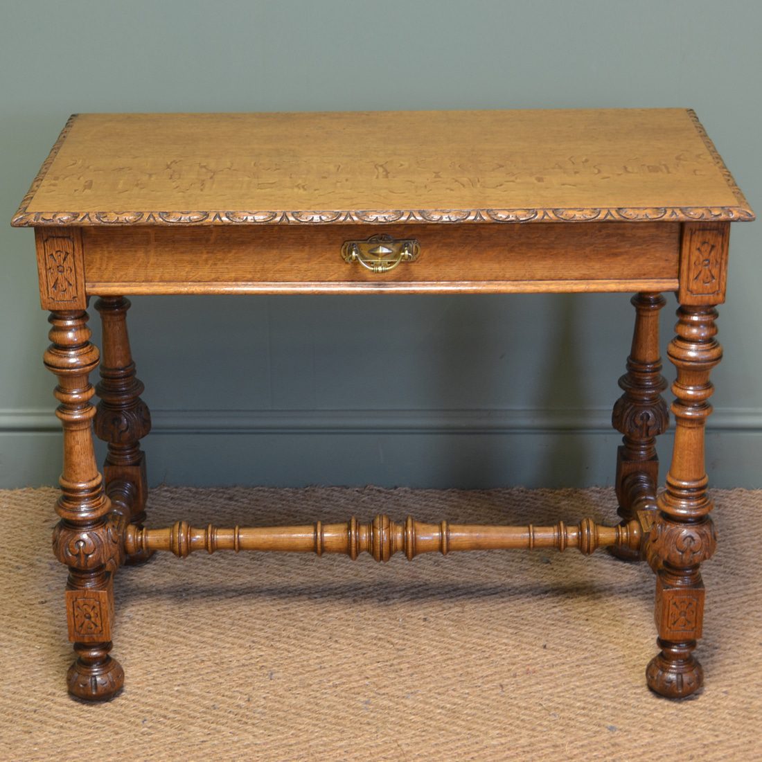 Spectacular Golden Oak Victorian Edwards & Roberts Antique Side Table