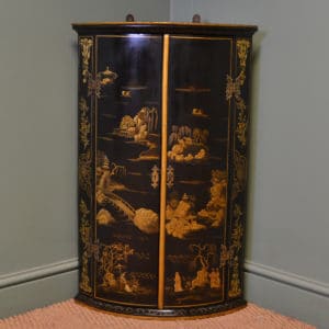 Unusual Bow Fronted Wall Hanging Antique Chinoiserie Corner Cupboard