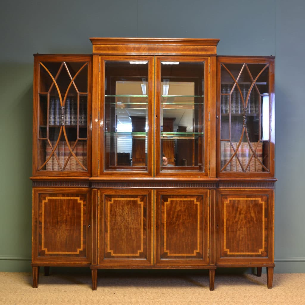 Mahogany Inlaid Edwardian Antique Display Cabinet