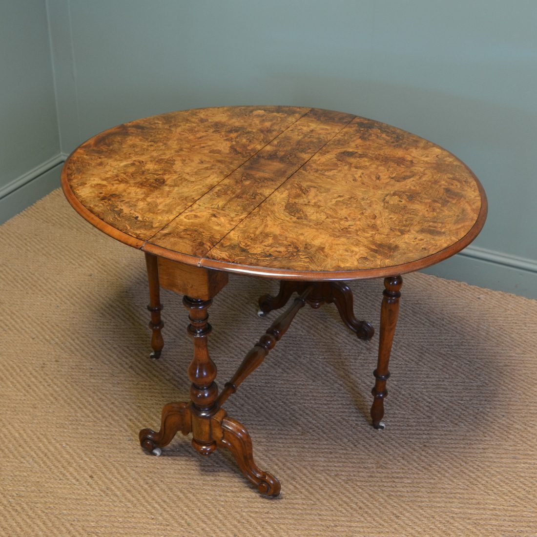 Figured Large Walnut Antique Sutherland Table
