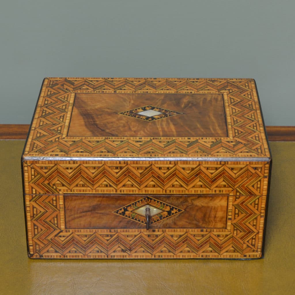 Superb Quality Tunbridge Ware Victorian Antique Jewellery Box