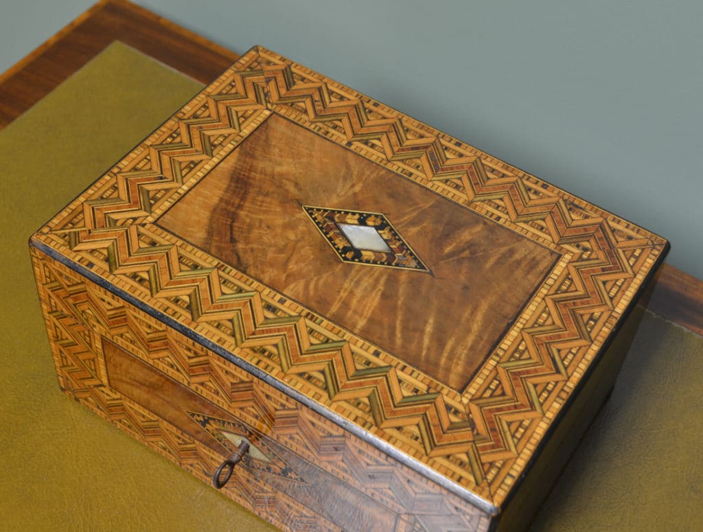 Superb Quality Tunbridge Ware Victorian Antique Jewellery Box
