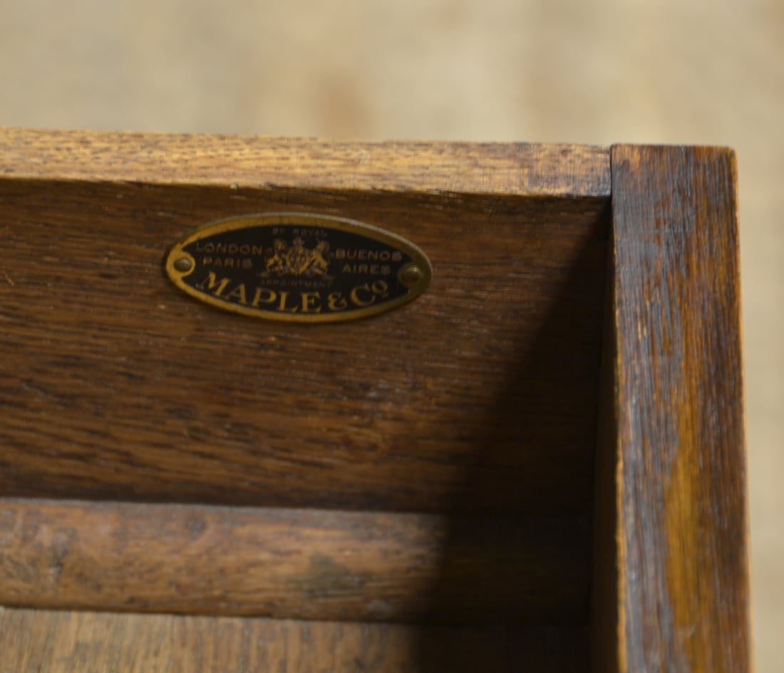 Quality Maple & Co Edwardian Oak Antique Side Table