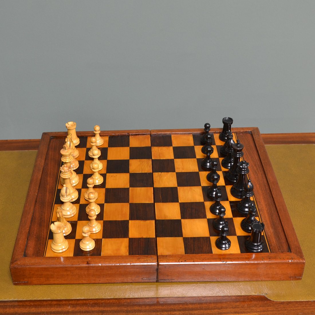 Antique Victorian Chess & Backgammon Board Set