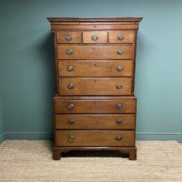 Georgian Country House Antique Oak Chest On Chest