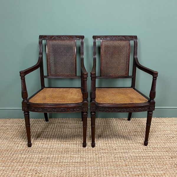 Rare Pair of Gillows Antique Bergere Chairs