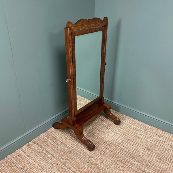 Elegant Small Victorian Inlaid Antique Cheval Mirror