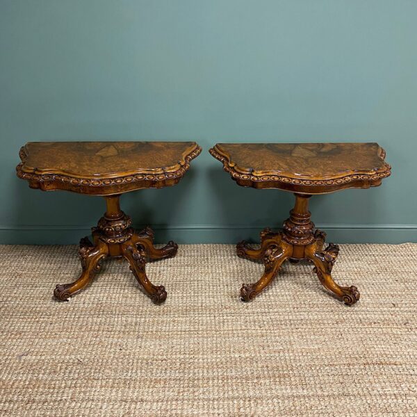 Stunning Pair of Victorian Walnut Antique Card Tables