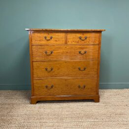 Striking Victorian Satinwood Antique Chest Of Drawers