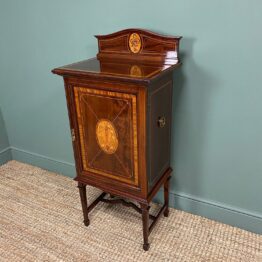 nning Victorian Mahogany Inlaid Antique Music Cabinet