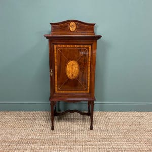 Victorian Mahogany Inlaid Antique Music Cabinet by Wylie & Lochead