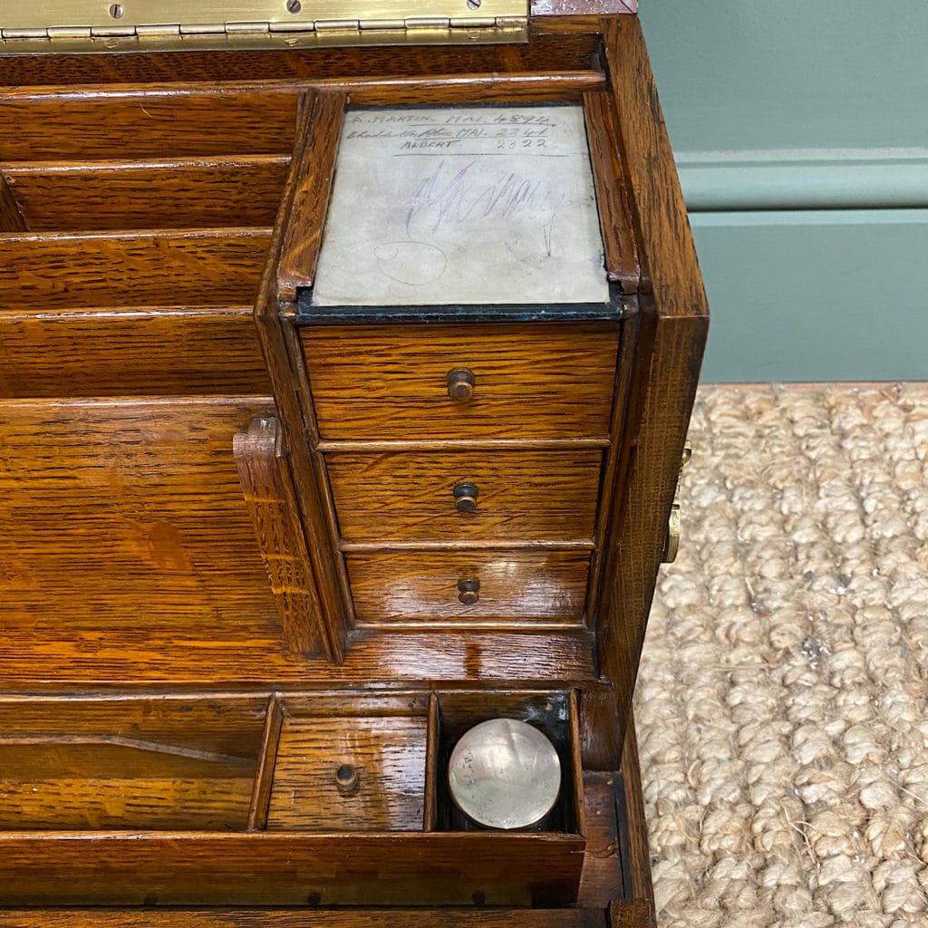 Quality Victorian Oak Antique Stationery Cabinet