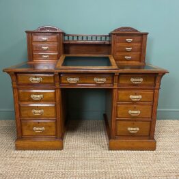 High Quality Victorian Maple & Co Antique Pedestal Desk