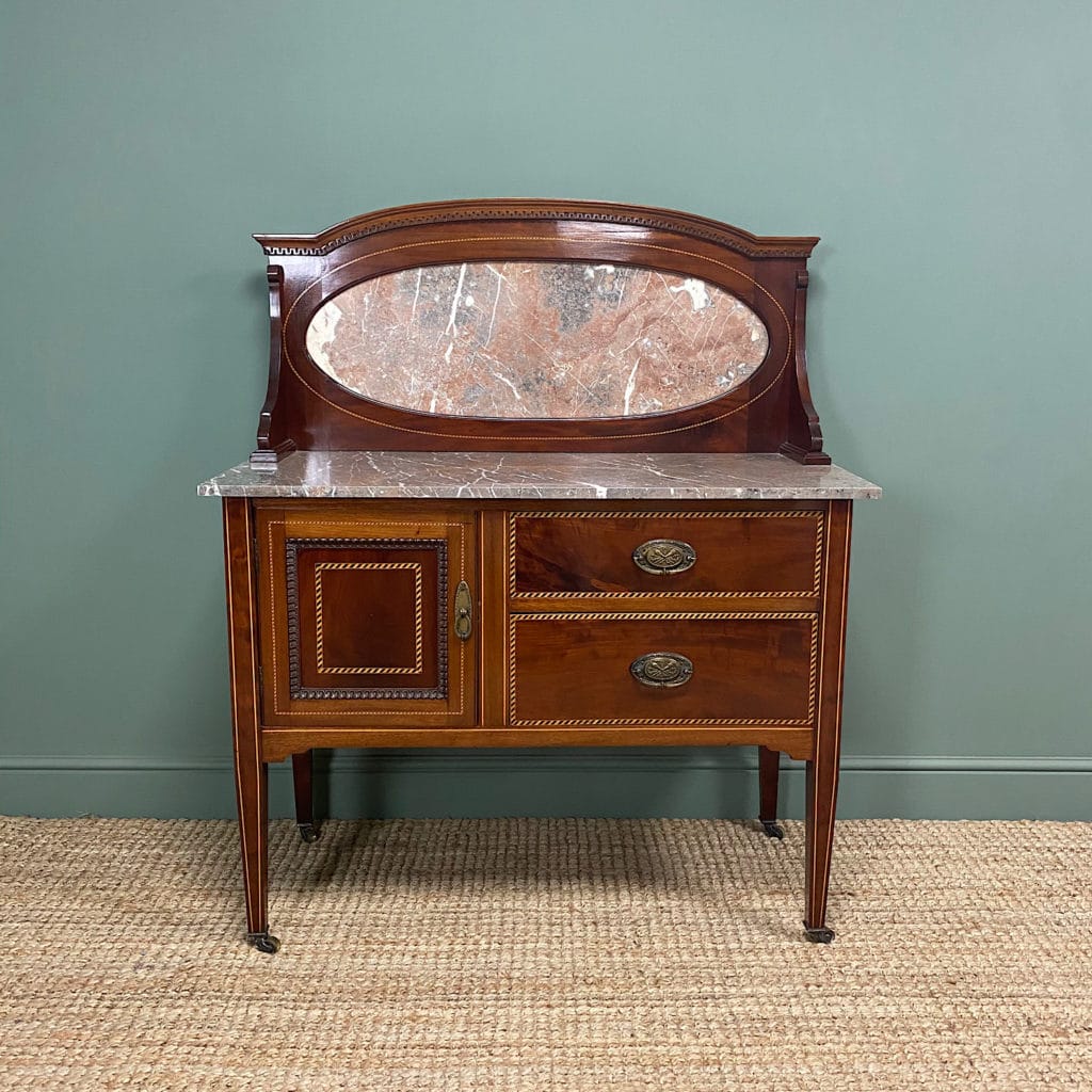 Quality Victorian Mahogany Inlaid Antique Wash Stand