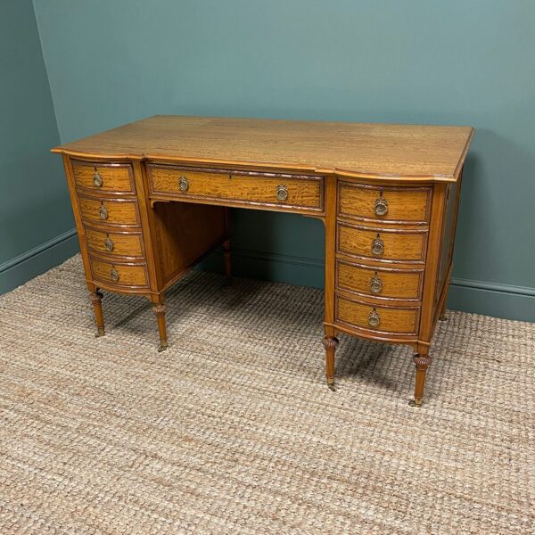 Fine Quality Large Edwardian Satinwood Antique Pedestal Desk