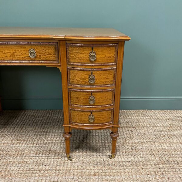 Fine Quality Large Edwardian Satinwood Antique Pedestal Desk