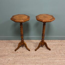 Unusual Pair of Victorian Oak Antique Tables