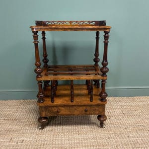 Figured Walnut Antique Canterbury Whatnot
