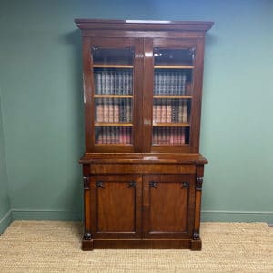 Antique Mahogany Bookcase on Cupboard